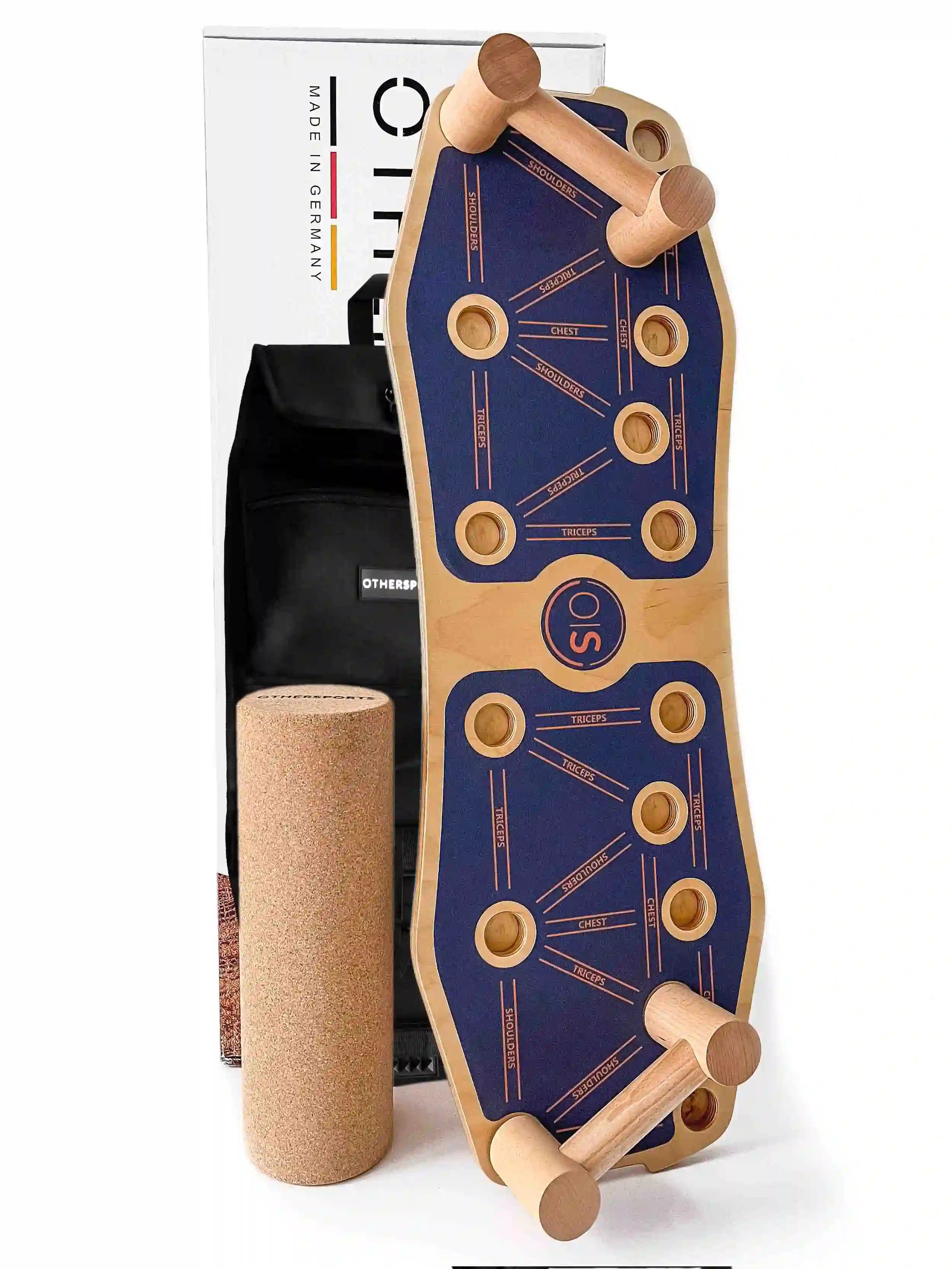 Sportboard-Core-3-Fitness-Balance-Board-Grip-blau-mit-Rucksack