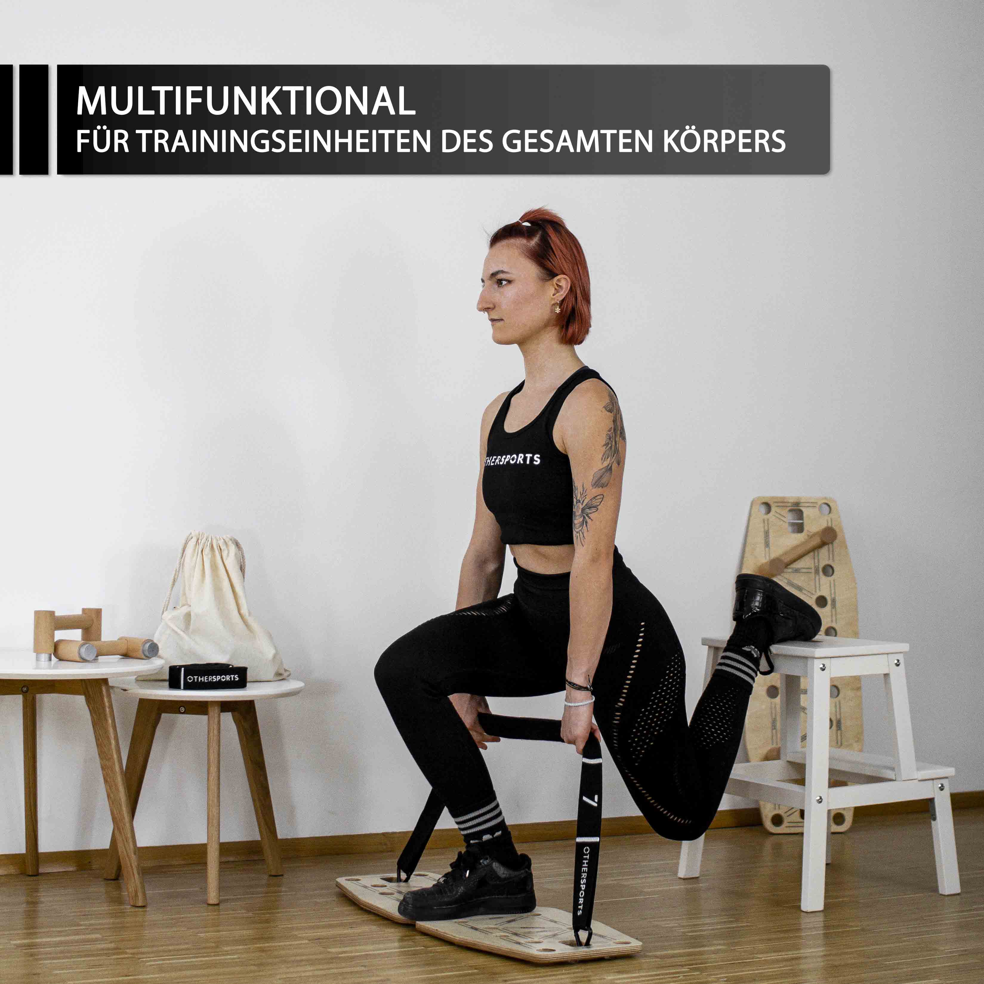 Push up board mit Bändern Lunges