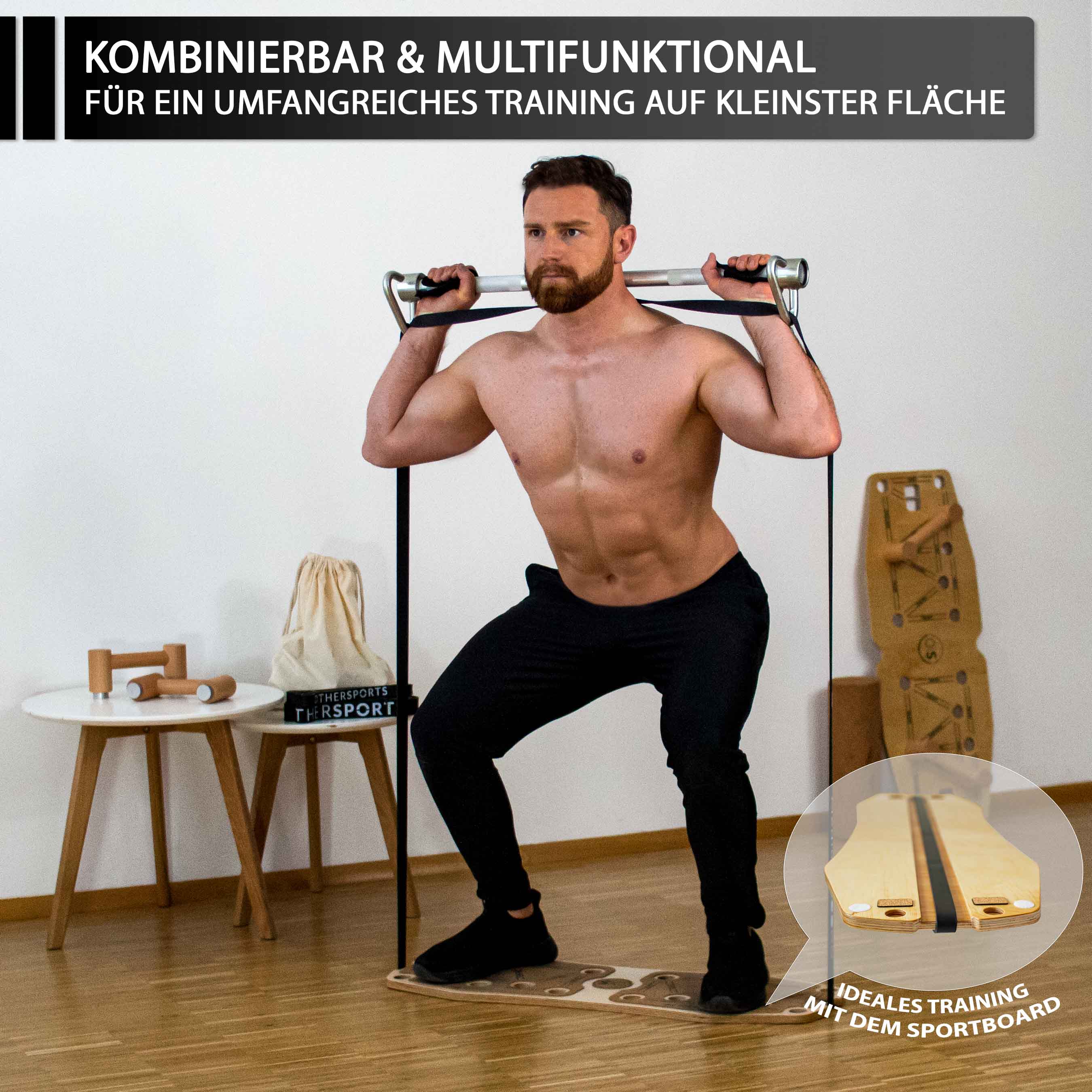 Sportboard Fitness Balance Board mit Stange