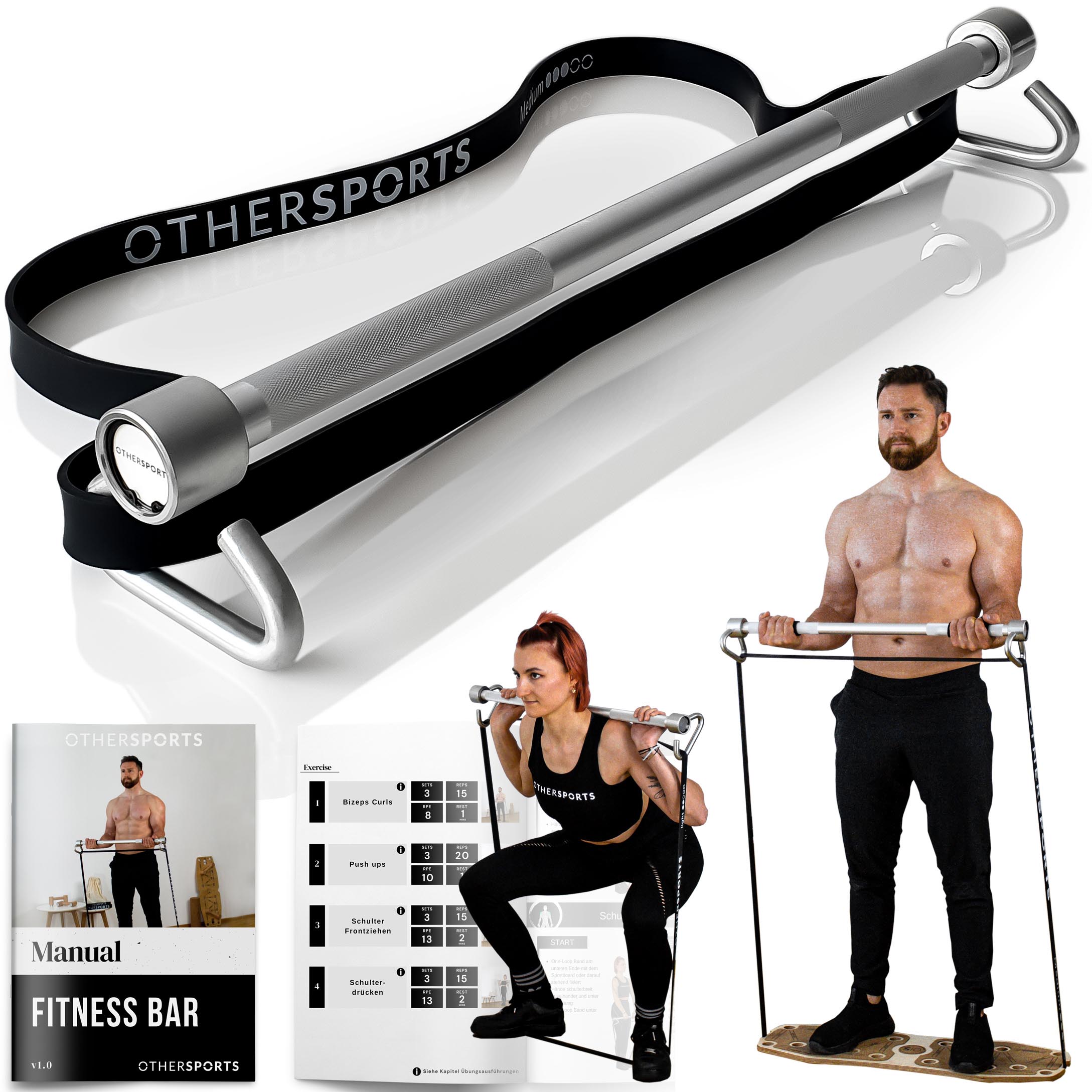 Fitnessstange mit Fitnessbändern