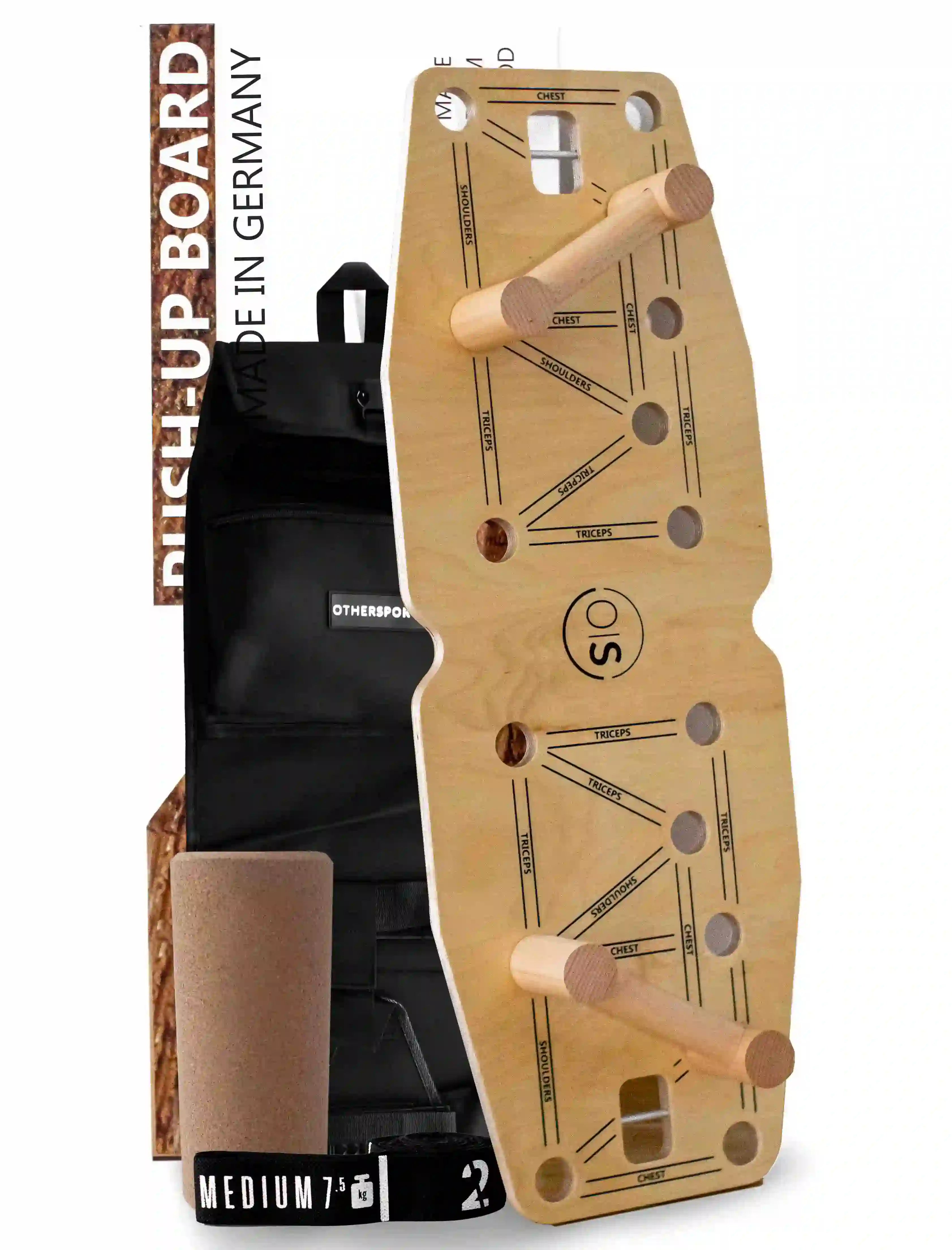 Push-up-Board-Pro-Othersports-mit-Rucksack-Fitnessband-und-Halbrolle