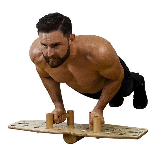 Push-up-board-balance-Liegestueze-mit-Halbrolle
