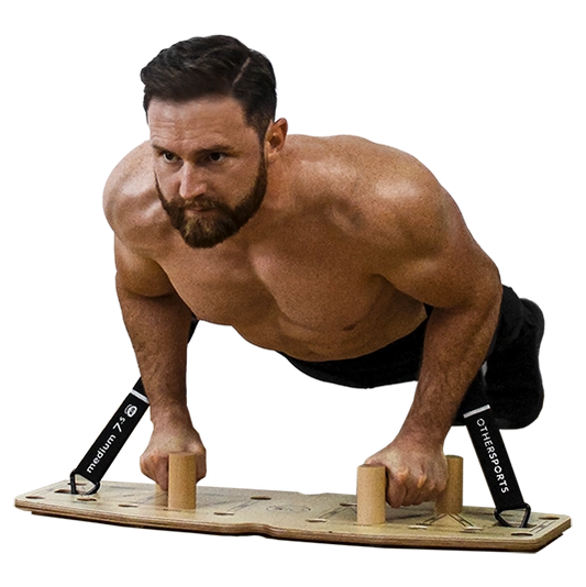 Push-up-board-schwere-Liegestueze-mit-fitnessband
